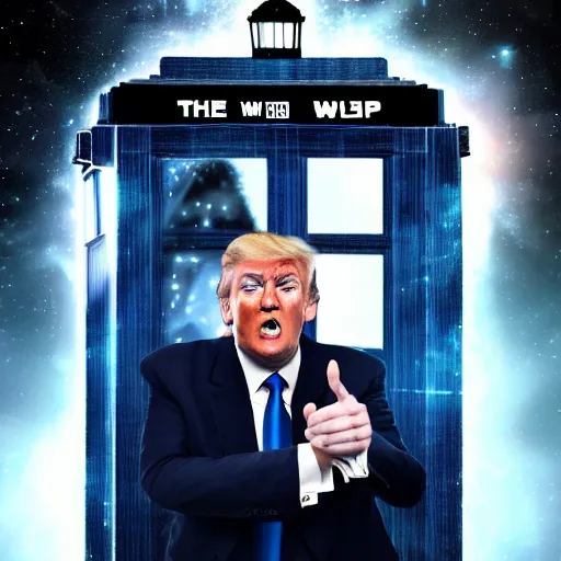 Image similar to an ultra detailed picture portrait of Donald Trump as Dr. Who 8k, photorealistic, Smooth,