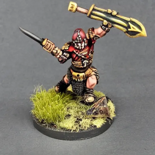 Image similar to miniature of a norse berserker playing blood bowl warhammer