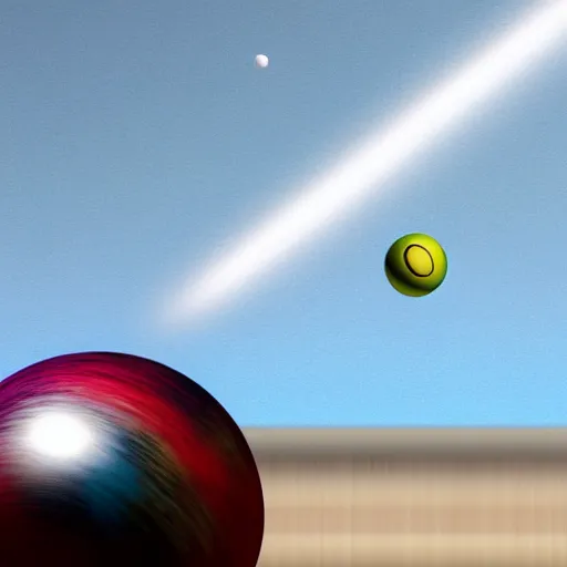 Prompt: A bowling ball falling through time and space, 8k , realistic, surreal