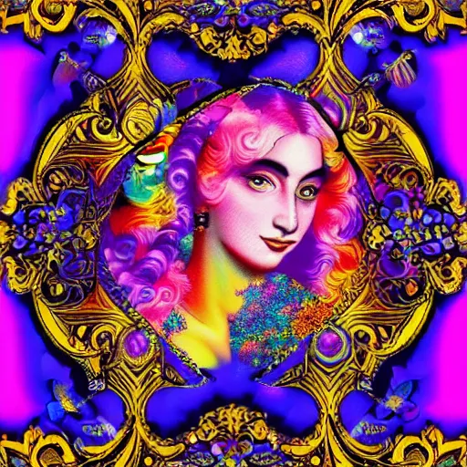 Image similar to Lisa Frank and baroque collaboration