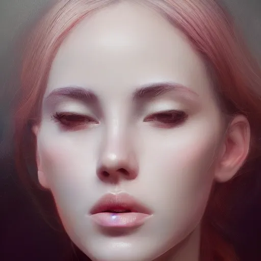 Image similar to a beautiful woman, aesthetic, oil painting, pale colors, high detail, 8 k, wide angle, octane render, trending on artstation,