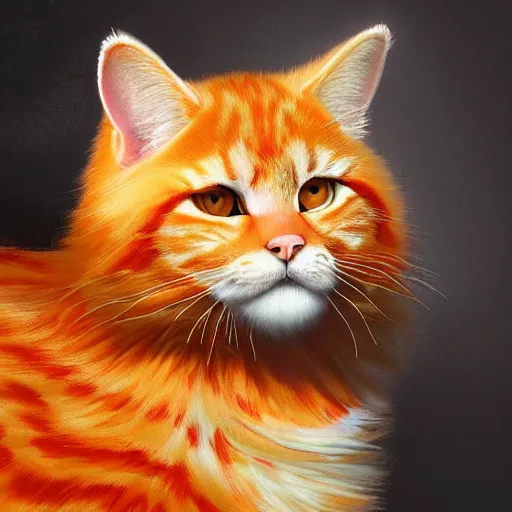 Image similar to colossal fluffy orange royal king tabby cat wearing a golden crown, golden hour, fantasy, vivid colors, sharp focus, digital art, hyper - realistic, 4 k, unreal engine, highly detailed, hd, dramatic lighting by brom, trending on artstation