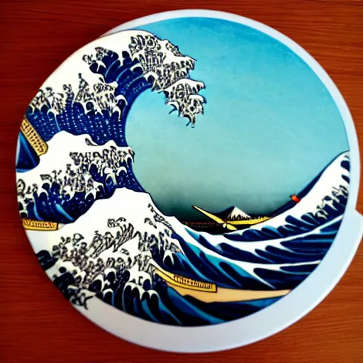 Prompt: the great wave made of choccolate