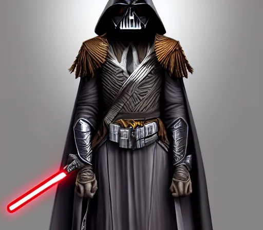 Image similar to ww 1 sith sorcerer, hooded cloaked sith lord, full head shot, covet death, full character concept art, highly detailed intricately beautiful, intricately detailed by dom qwek