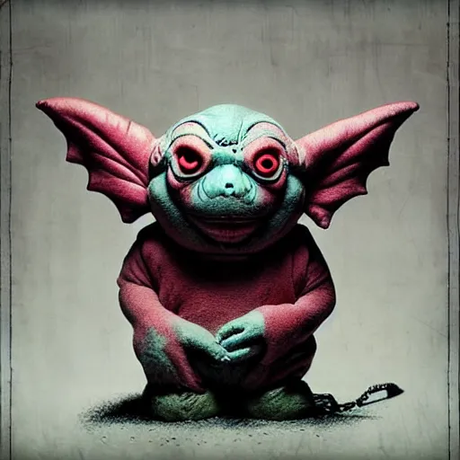 Prompt: boglin toy by beksinski, banksy and tristan eaton, dark neon trimmed beautiful dystopian digital art