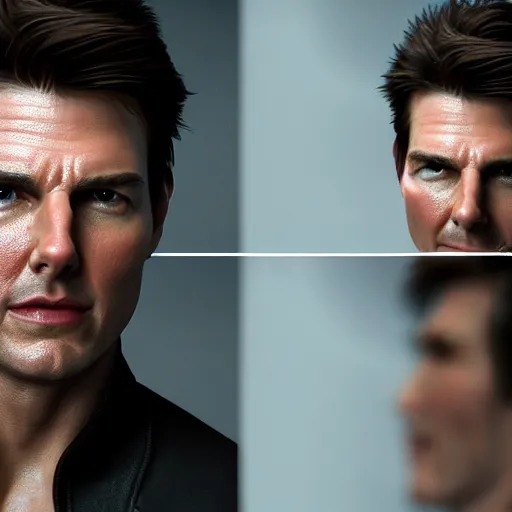 Image similar to a portrait of tom cruise, octane render, nvidia raytracing demo, detailed, 8 k, masterpiece