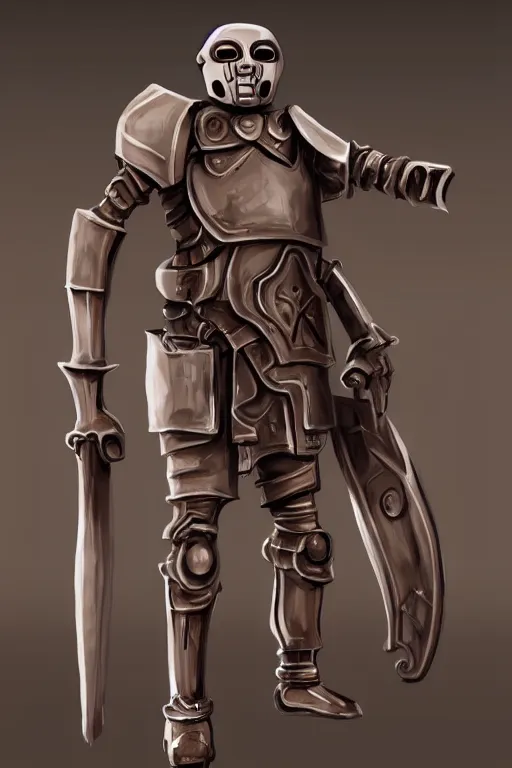 Image similar to a D&D warforged, dungeons and dragons, digital painting