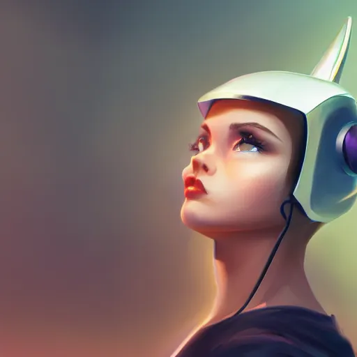 Prompt: Profile face angle of a cute young woman with robot ears and eyes, 4k, sharp focus, Andreas Rocha