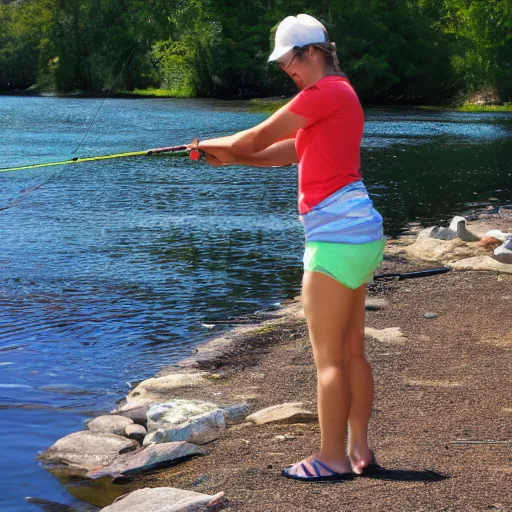 Prompt: girl fishin
