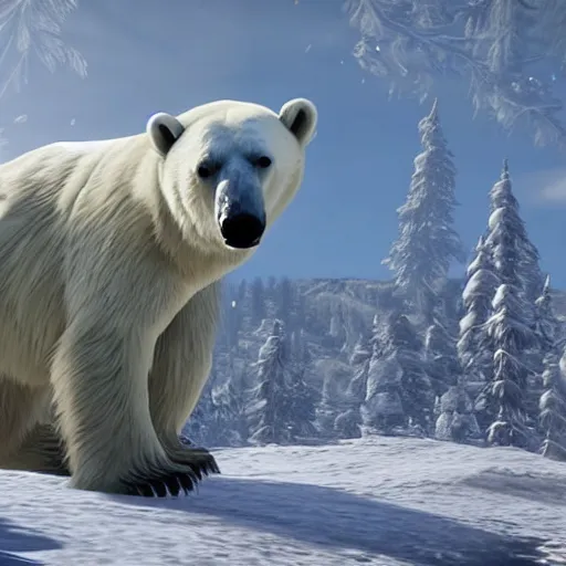Prompt: Polar Bear, from Red Dead Redemption 2 (2018 video game)
