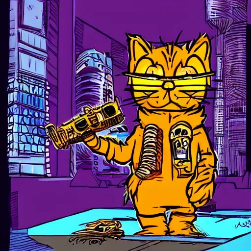 Image similar to Cyberpunk Garfield