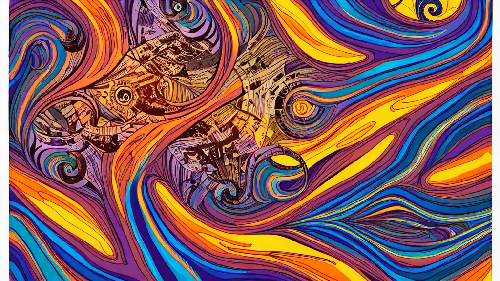 Image similar to twisted turn of fate abstraction, centered award winning ink pen illustration, isometric abstract illustration by dan mumford, edited by craola, tiny details by artgerm and watercolor girl, symmetrically isometrically centered