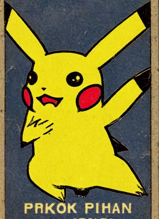 Image similar to creepy pikachu Pokémon card from the 1800s