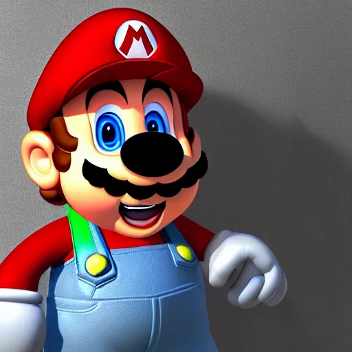 Image similar to super mario with cat face , 3d render , unreal engine