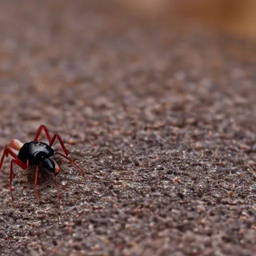 Image similar to a tiny robot ant drone on someone's head. macro photograph from 8 feet in distance.