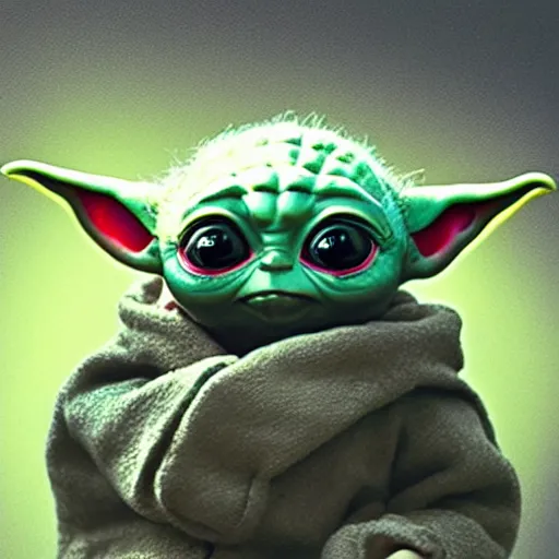 Prompt: baby yoda, risograft