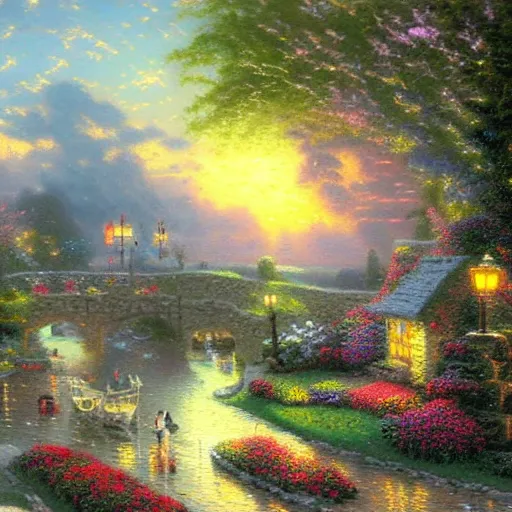 Prompt: What it's like to experience true love by Thomas Kinkade