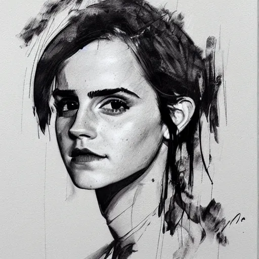 Image similar to portrait of emma watson, artwork by guy denning,