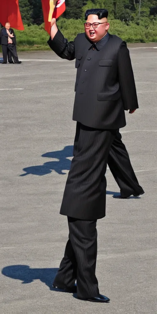 Image similar to photo of kim jong un with freakishly long legs