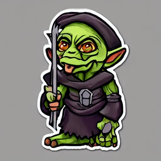 Prompt: cute d & d goblin wizard character sticker