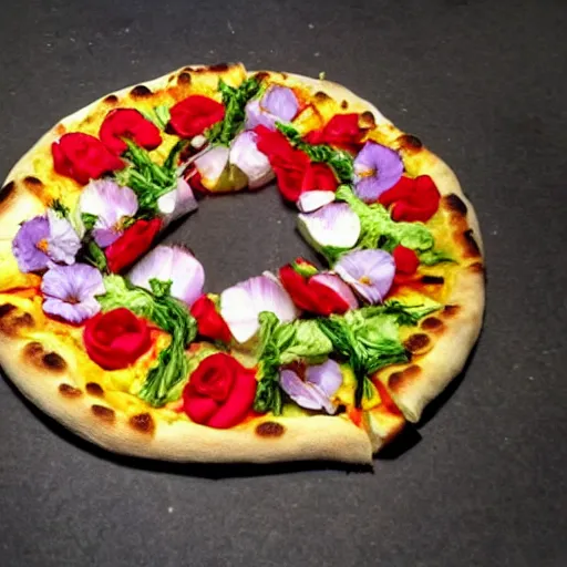 Image similar to flower boquet made of pizza