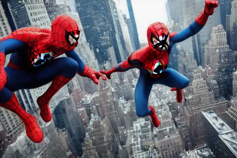 Image similar to Spider-Man swinging through New York by Emmanuel Lubezki