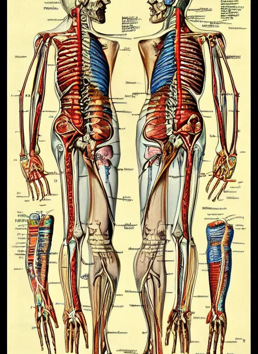 Prompt: vintage medical anatomical illustration of critters ( 1 9 8 6 ), highly detailed, labels, intricate writing