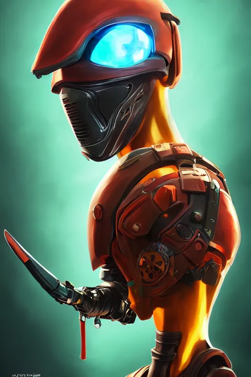 Image similar to epic mask helmet robot ninja portrait stylized as fornite style game design fanart by concept artist gervasio canda, behance hd by jesper ejsing, by rhads, makoto shinkai and lois van baarle, ilya kuvshinov, rossdraws global illumination radiating a glowing aura global illumination ray tracing hdr render in unreal engine 5