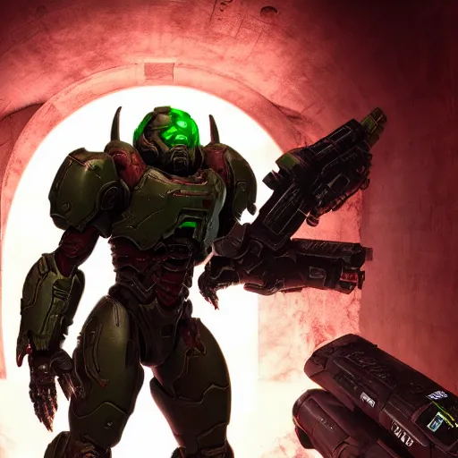 Image similar to doom slayer from doom eternal, photography