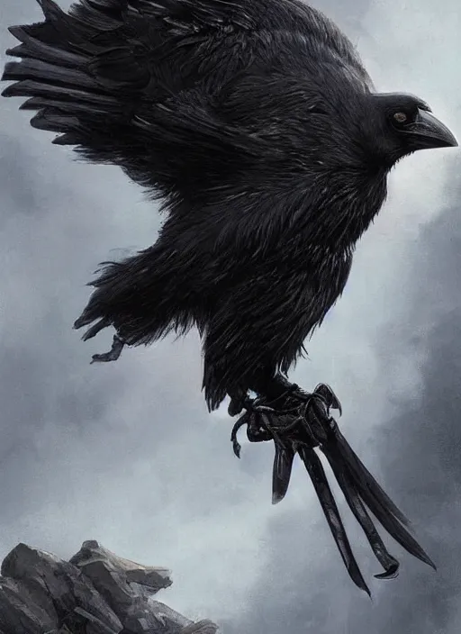 Image similar to digital _ painting _ of _ the crow _ by _ filipe _ pagliuso _ and _ justin _ gerard _ symmetric _ fantasy _ highly _ detailed _ realistic _ intricate _ port