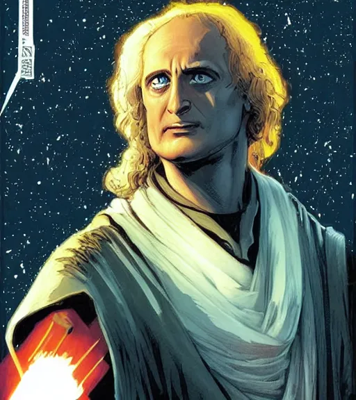 Prompt: a portrait of isaac newton as a jedi knight by cedric peyravernay and marc silvestri