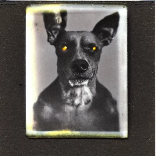 Prompt: horror dog, very creepy, dark, frontal flash polaroid photography-n 6