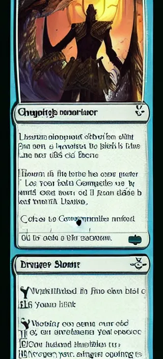 Image similar to magic the gathering card with comprehensible text