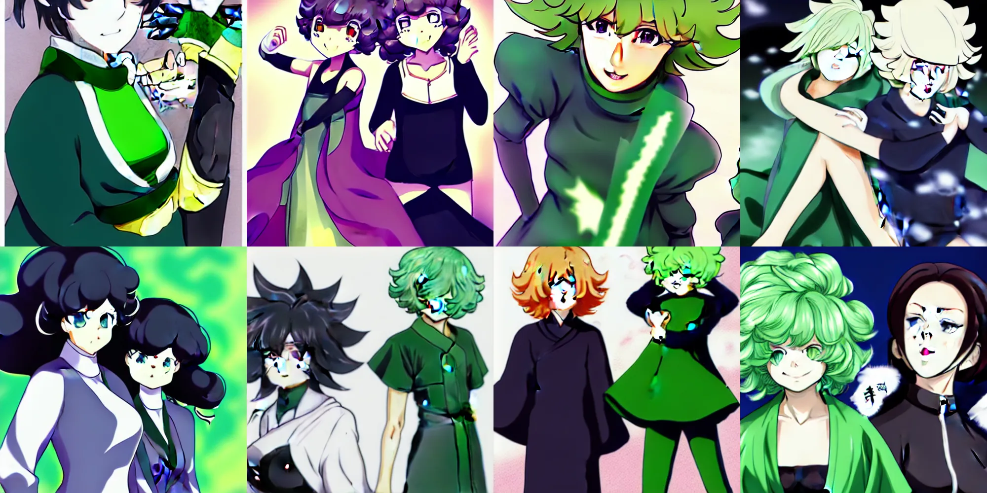 Prompt: tatsumaki and fubuki, trending on pixiv