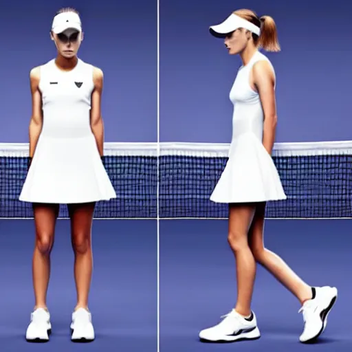 Image similar to a tennis dress from the future designed by Hugo Boss.