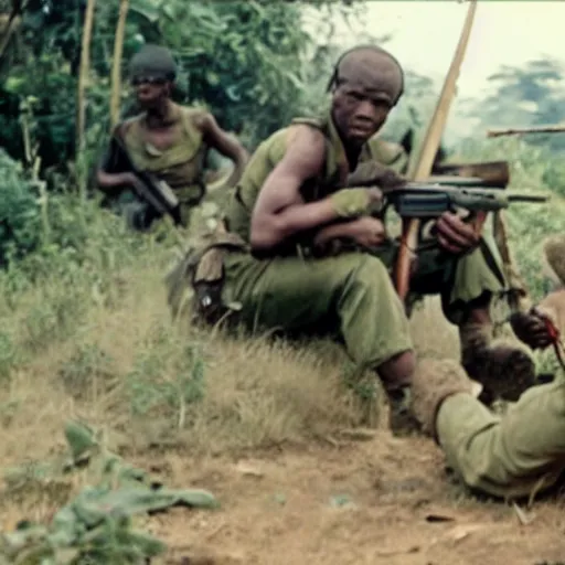 Prompt: film still, Mercenaries in 1967 Congo civil war