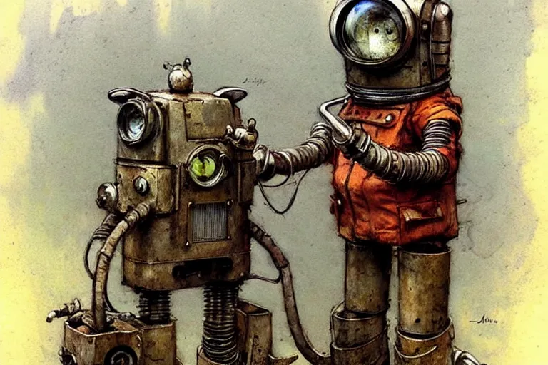 Image similar to adventurer ( ( ( ( ( 1 9 5 0 s retro future robot android rat digging machine. muted colors. ) ) ) ) ) by jean baptiste monge!!!!!!!!!!!!!!!!!!!!!!!!! chrome red