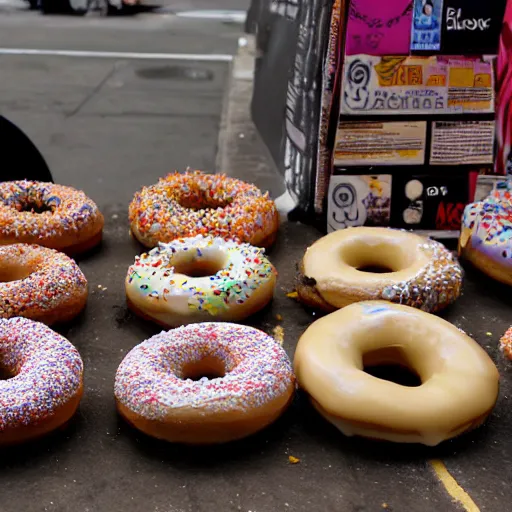 Prompt: New York City transformed into doughnuts