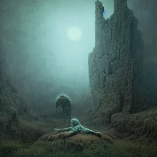 Image similar to ( ( ( ( ( by beksinski ) ) ) ) ), by zawadzki, victorian fables, haunting, photorealism, octane render, highly detailed, 8 k,