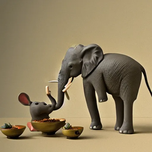 Image similar to elephant having tea with mice