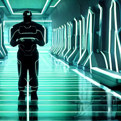 Image similar to portrait, jack black in the movie tron legacy ( 2 0 1 0 ), cinematic, film still