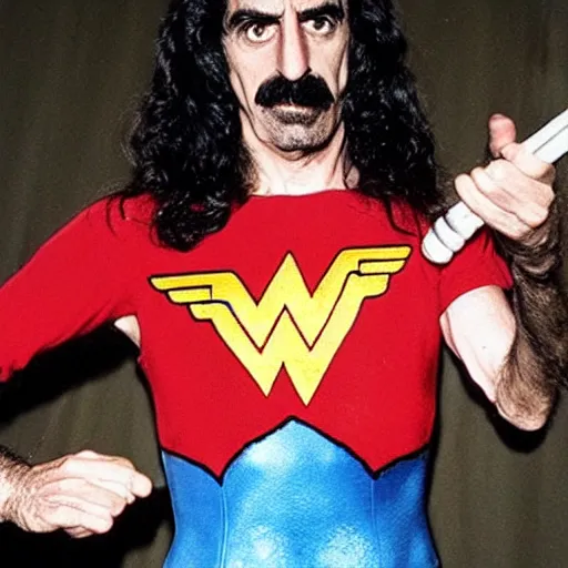 Image similar to Frank Zappa as Wonder Woman