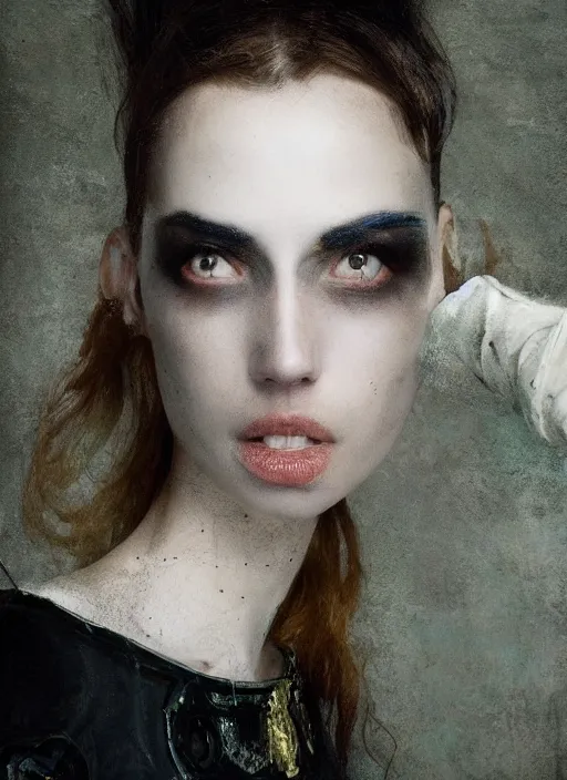 Image similar to close - up portrait of beautyful female android steampunk by paolo roversi,