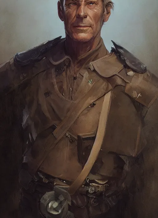 Image similar to a portrait of sam vimes, beautiful painting with highly detailed face by greg rutkowski and magali villanueve