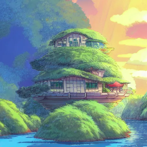 Prompt: studio ghibli background with creatures and guy made by studio ghibli, beautiful scene, 8k, clean, highly detailed, anime art