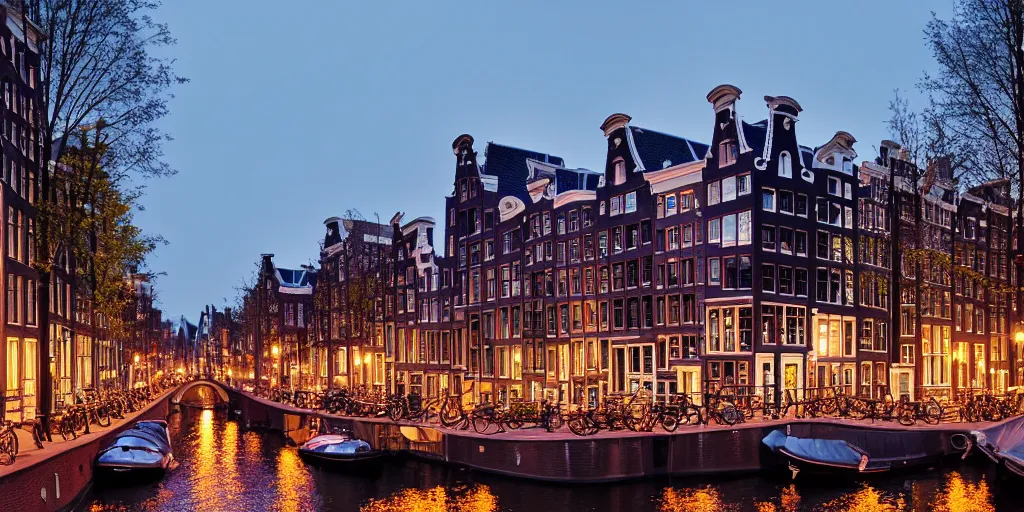 Prompt: realistic photo of Amsterdam, leica, medium format, cinematic lighting, 8K, hyper realistic, very detailed,