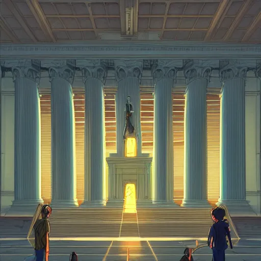 Image similar to the supreme court but it is a slice of life anime, by dan mumford, yusuke murata, makoto shinkai, ross tran, cosmic, heavenly, god rays, intricate detail, cinematic, 8 k, cel shaded, unreal engine, featured on artstation, pixiv, anime style