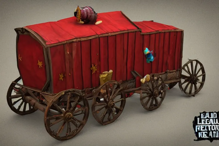 Image similar to 3d sculpt of a circus wagon, artstaton, League of Legends, red dead redemption2, digital illustration