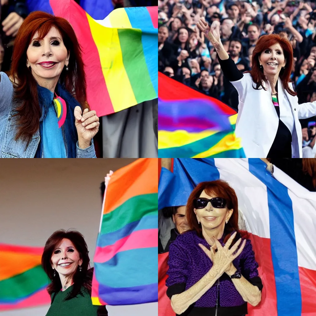 Prompt: “Cristina Kirchner waving a pride flag”