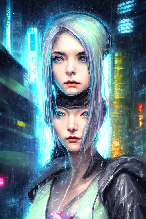 Prompt: portrait futuristic genuine cyberpunk young female Witch Doctor, in futuristic stormy heavy snowy thunder tokyo rooftop Enchantment cyberpunk night, ssci-fi, fantasy, intricate, very very beautiful, elegant, neon light, highly detailed, digital painting, artstation, concept art, soft light, hdri, smooth, sharp focus, illustration, art by tian zi and craig mullins and WLOP and alphonse mucha